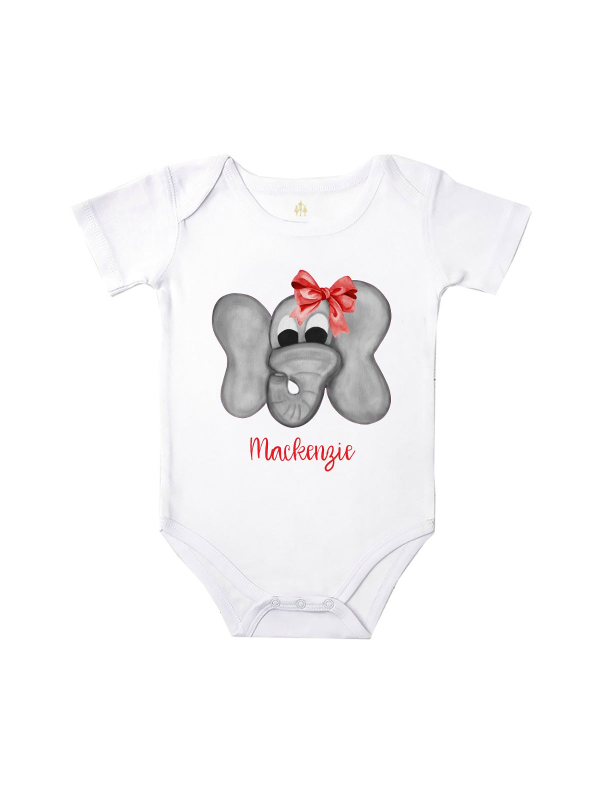 christmas elephant personalized baby bodysuit