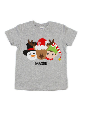 kids christmas t-shirt snowman reindeer elf boy