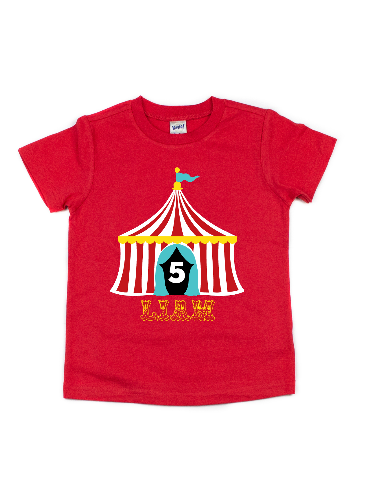 personalized big top red birthday shirt