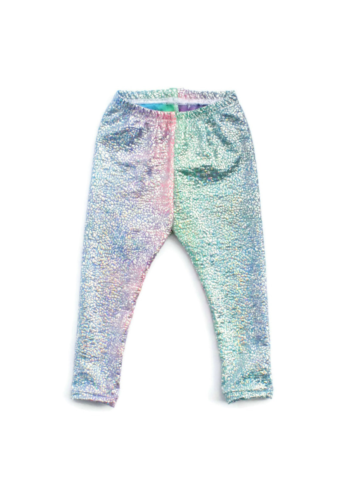 Children's Holograph Rainbow Leggings, Girls Sparkle Pants, Child