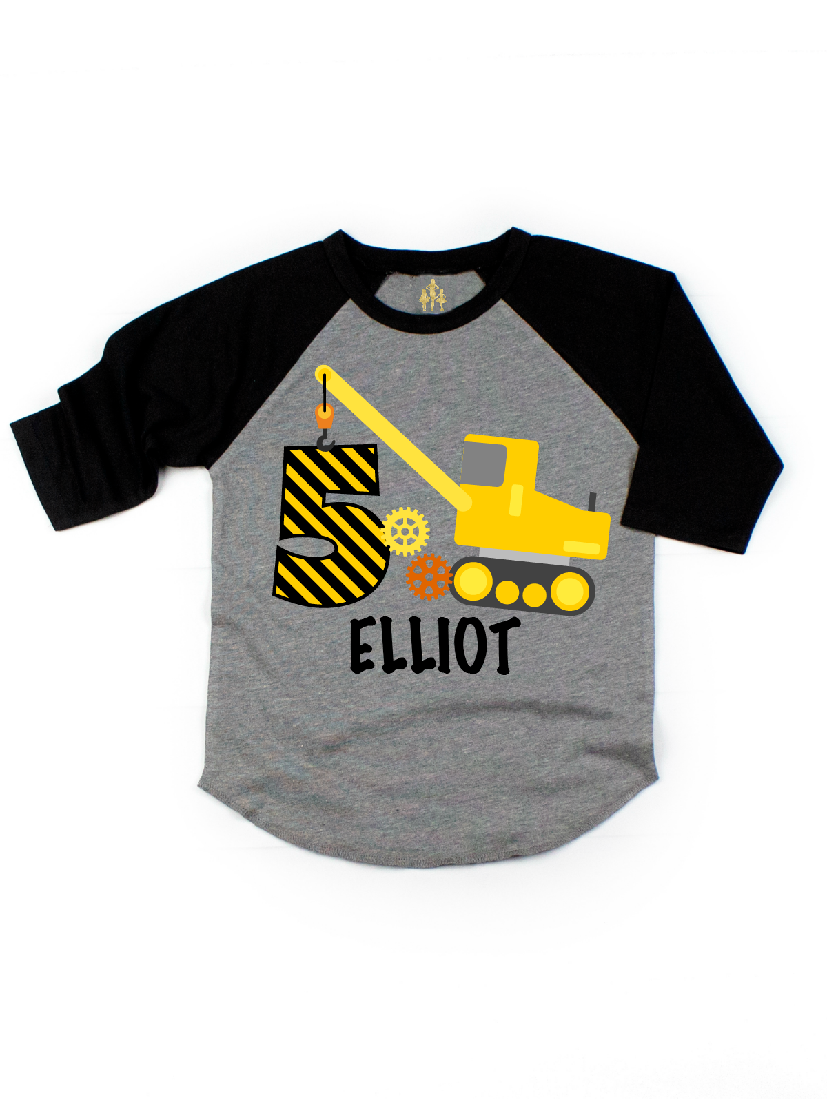 construction birthday raglan shirt for boys
