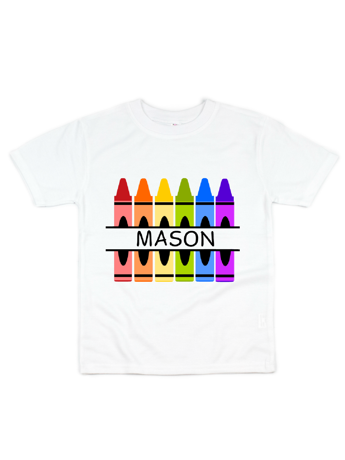 Rainbow of Crayons Personalized Kids Shirt