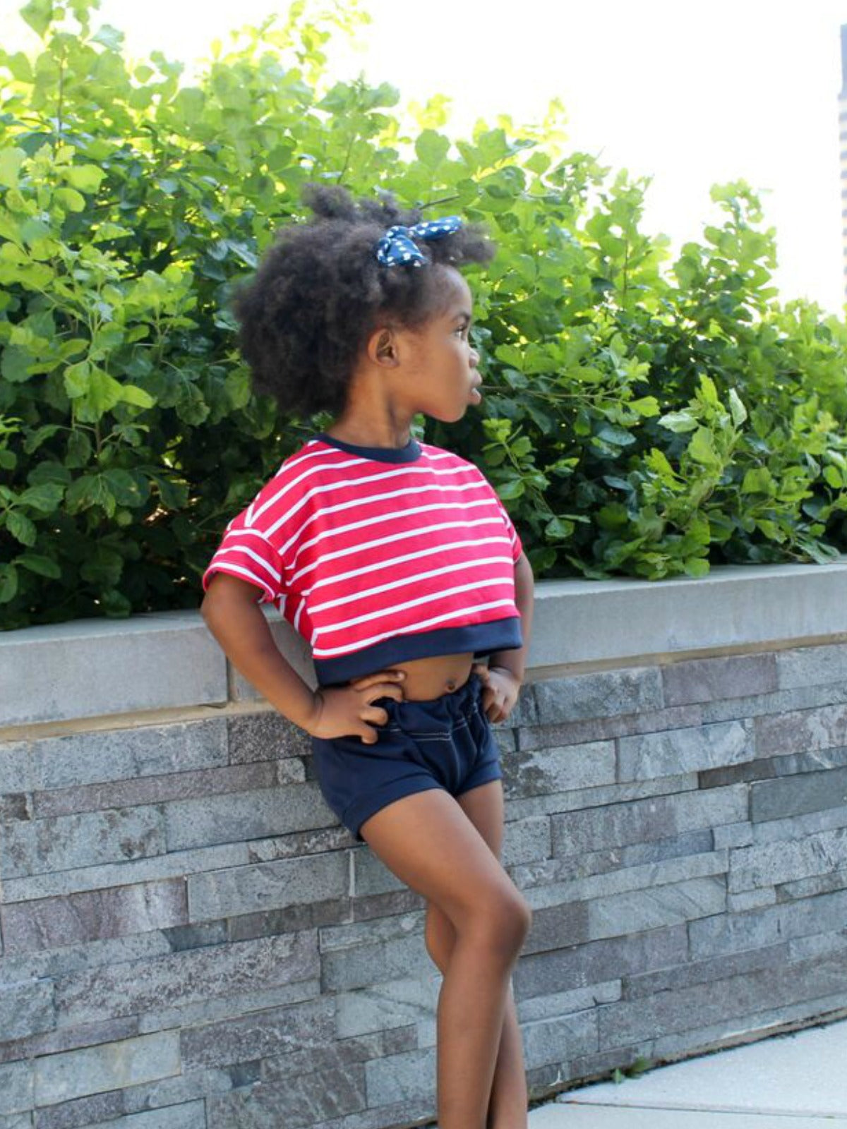 Stripe Red & Navy Crop Top