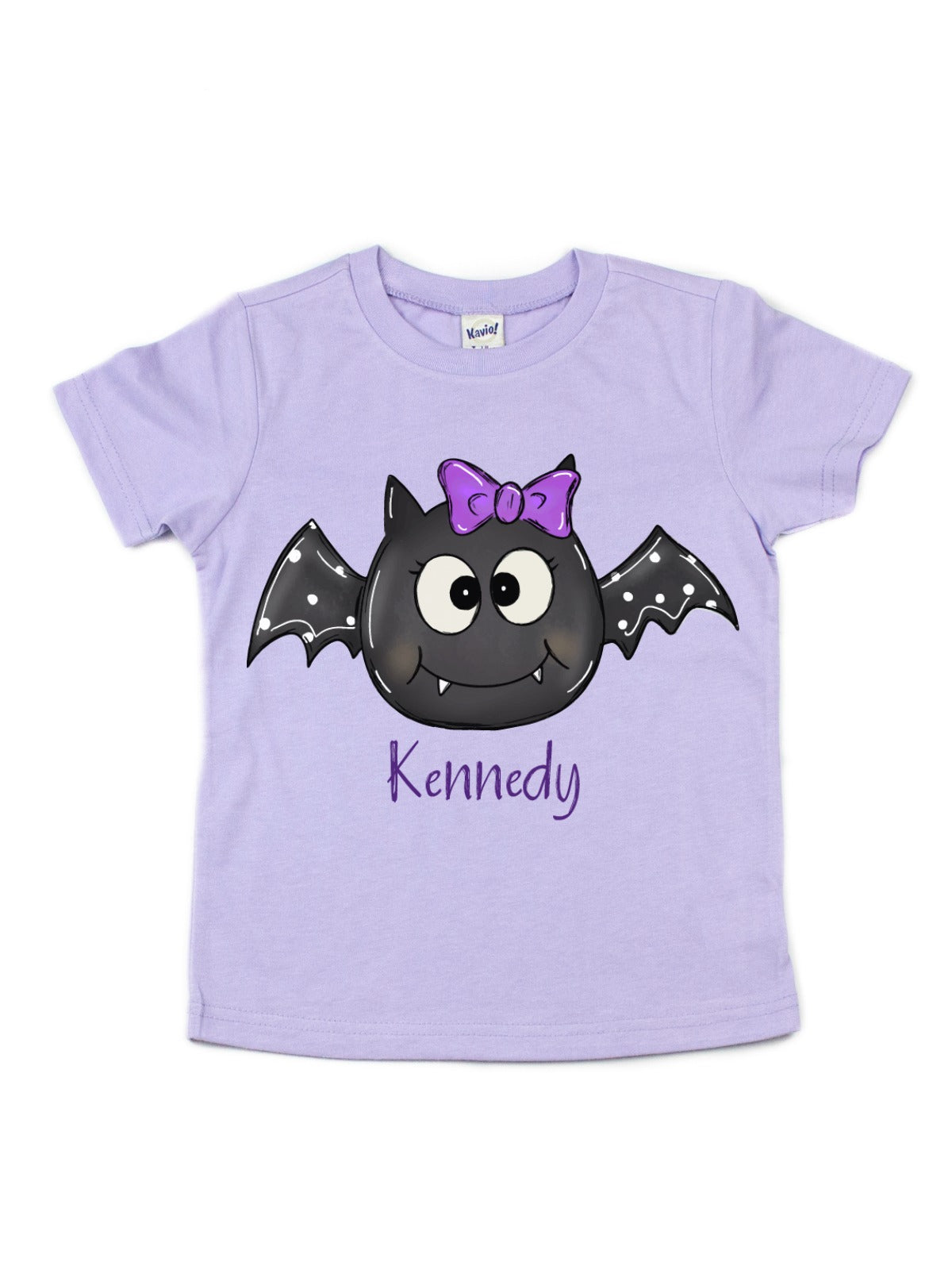 Personalized short sleeve purple Halloween shirt with silly bat
