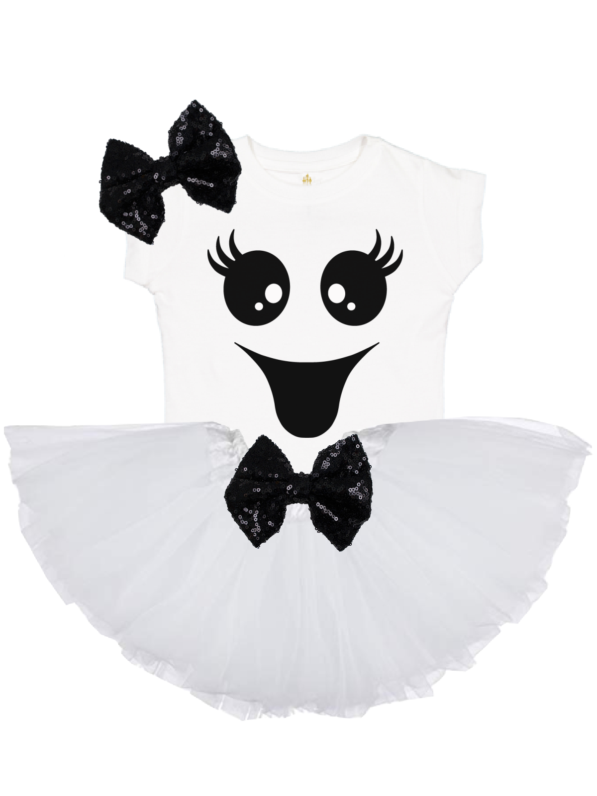 Cute Ghost Face Girls Halloween Tutu Outfit