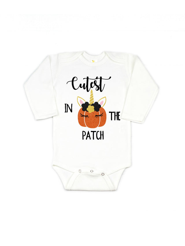 Long Sleeve White Cutest Pumpkin in the Patch Infant Bodysuit