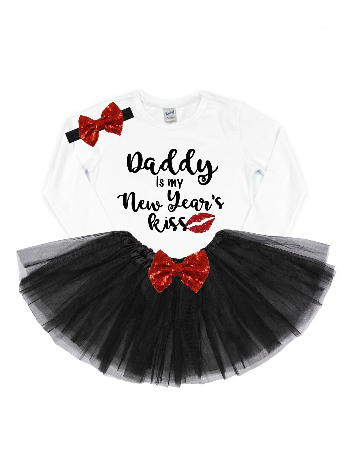 Daddy is my New Year's Kiss Girl's Tutu Outfit | MMofPhilly top only Daddy is my New Year's Kiss Girl's Tutu Outfit | MMofPhilly top only