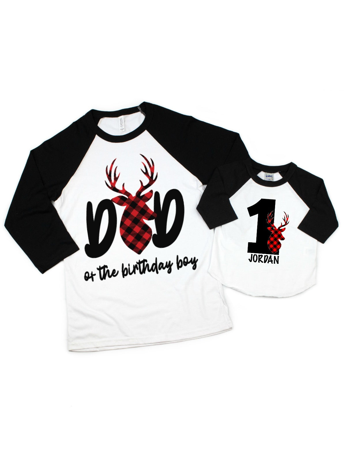dad of the birthday boy buffalo plaid raglan