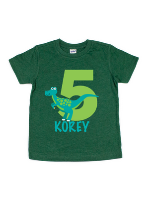 green dinosaur birthday shirt for boys