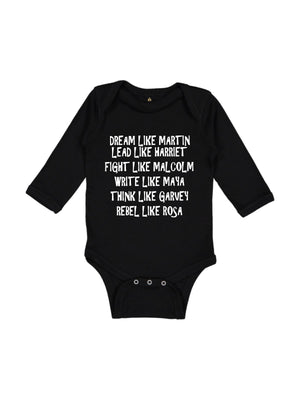 Long Sleeve Infant Black History Bodysuit