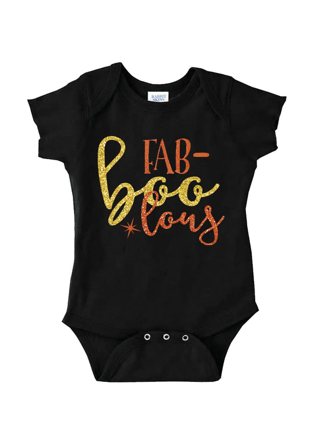 fabBOOlous baby girl Halloween bodysuit in black, short sleeve