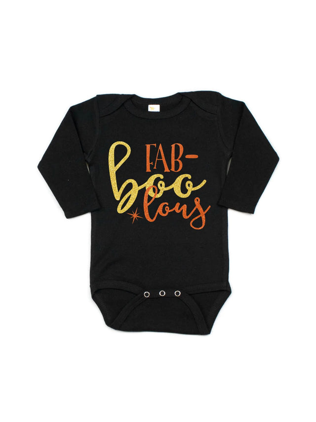Fab BOO lous baby long sleeve bodysuit in black