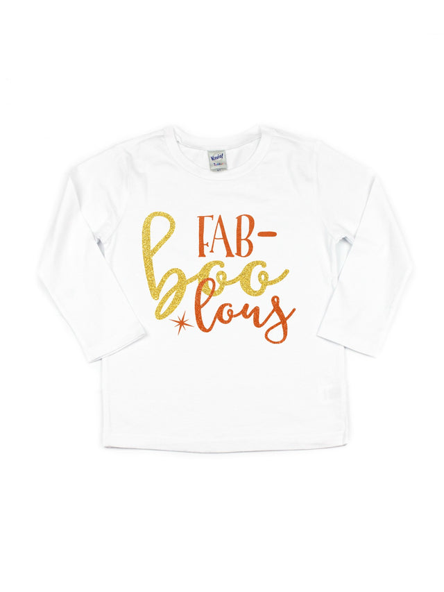 White, Long Sleeve Girls Fab BOO lous Shirt