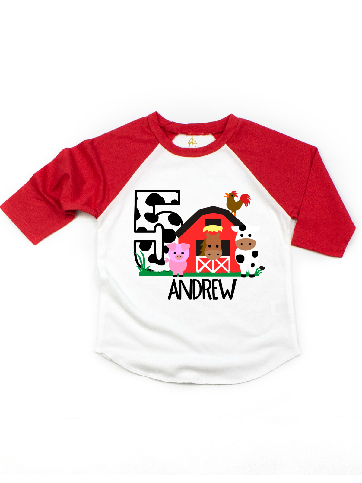 farm animals raglan birthday shirt