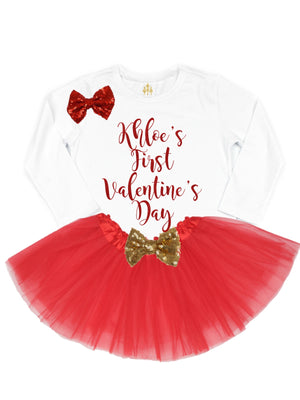 baby girl personalized first valentine's day tutu outfit