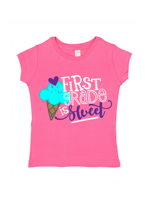 First Grade is Sweet Girls Raspberry Pink Shirt