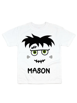 personalized frankenstein halloween kids shirt