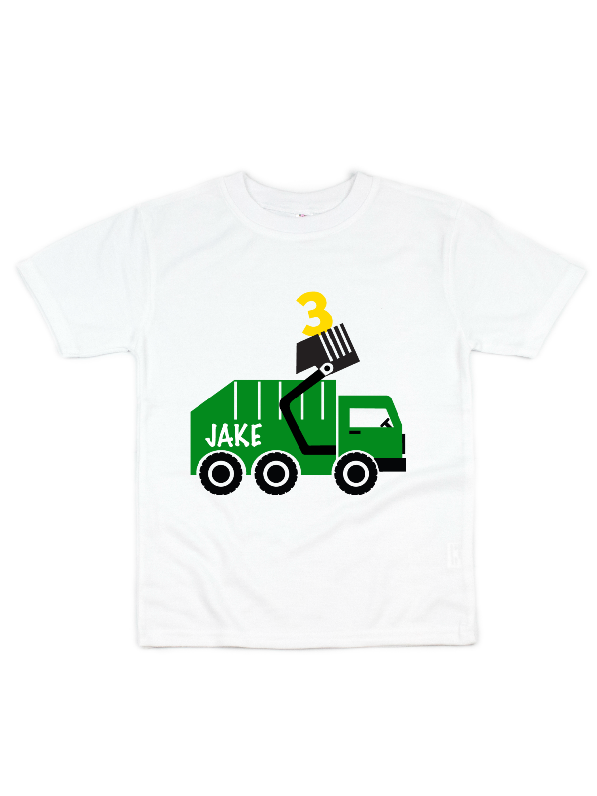 garbage truck birthday shirt in white