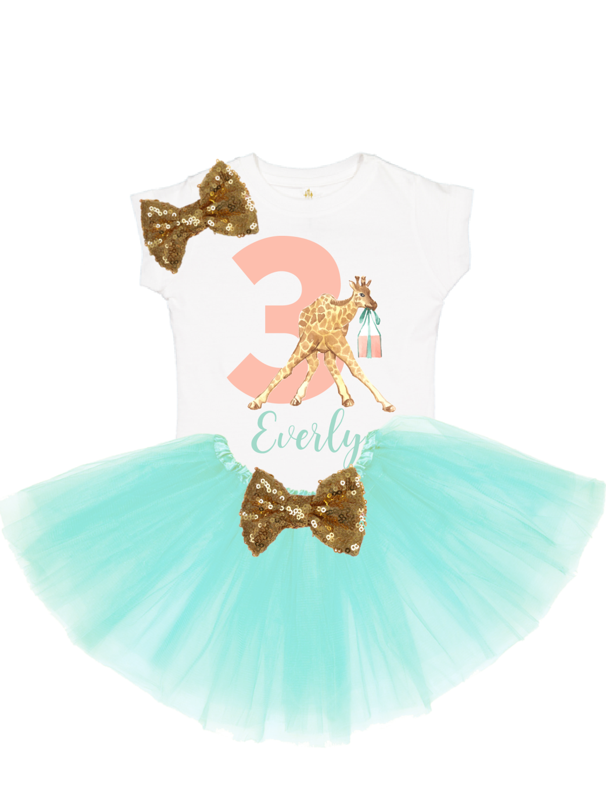 girls giraffe birthday tutu outfit