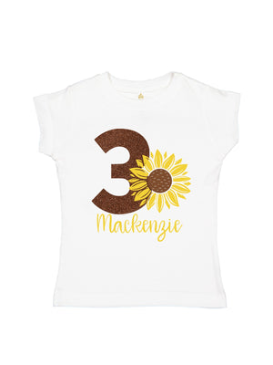 custom third birthday sunflower shirt for girls
