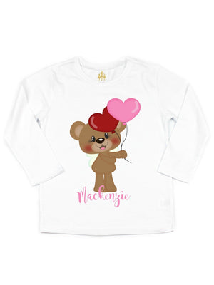 girls personalized Valentine's Day t-shirt pink and red