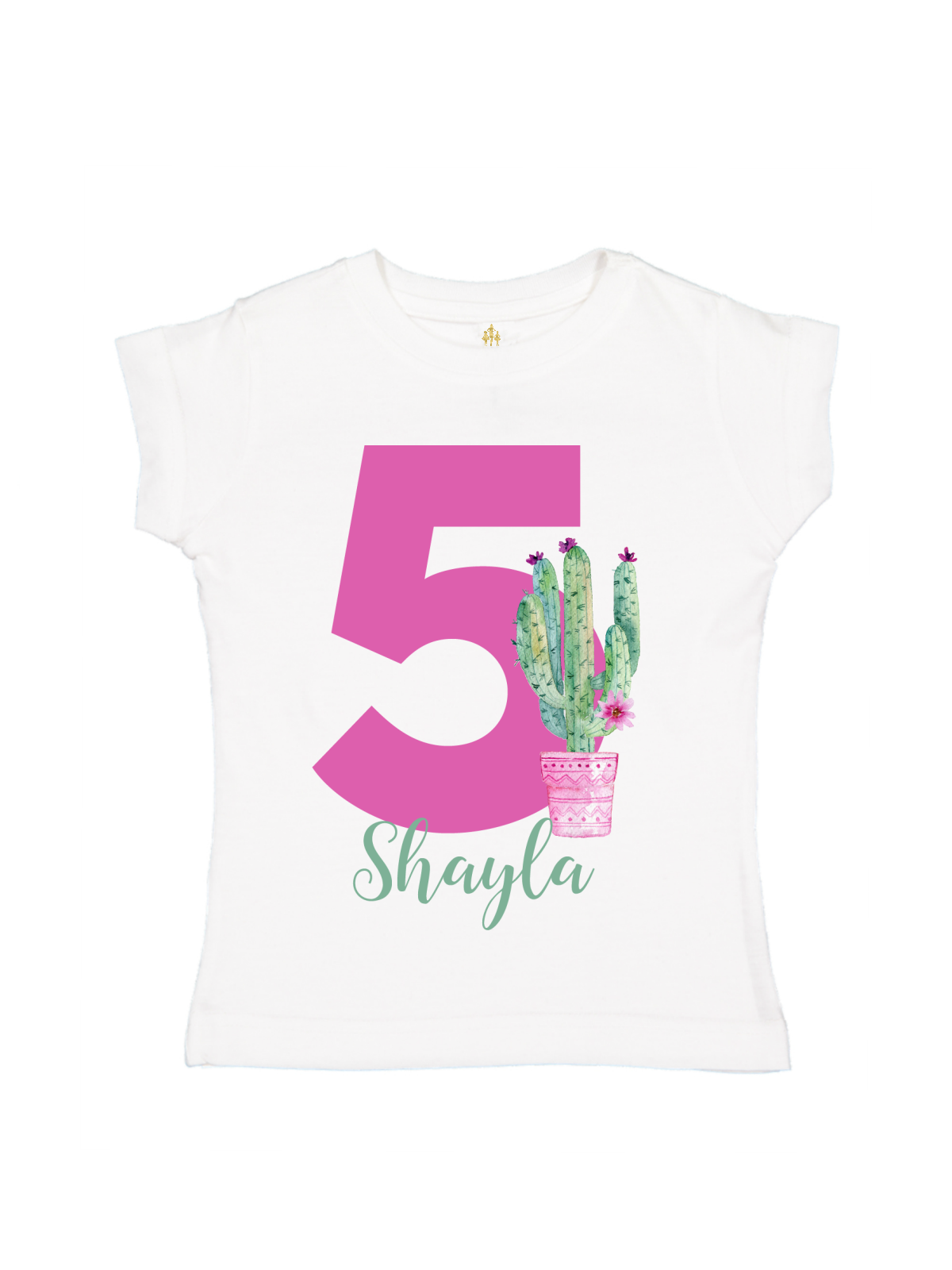girls personalized cactus birthday shirt