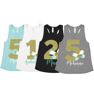 girls personalized tank top butterfly theme