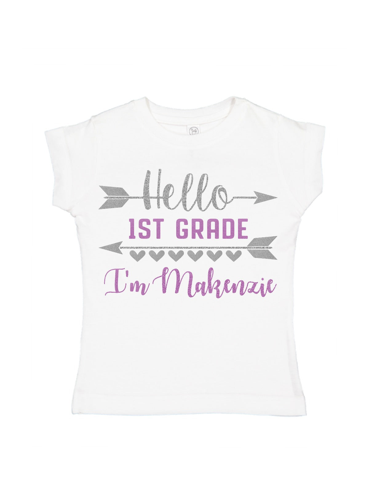 lavender purple and silver personalized first day of school shirt
