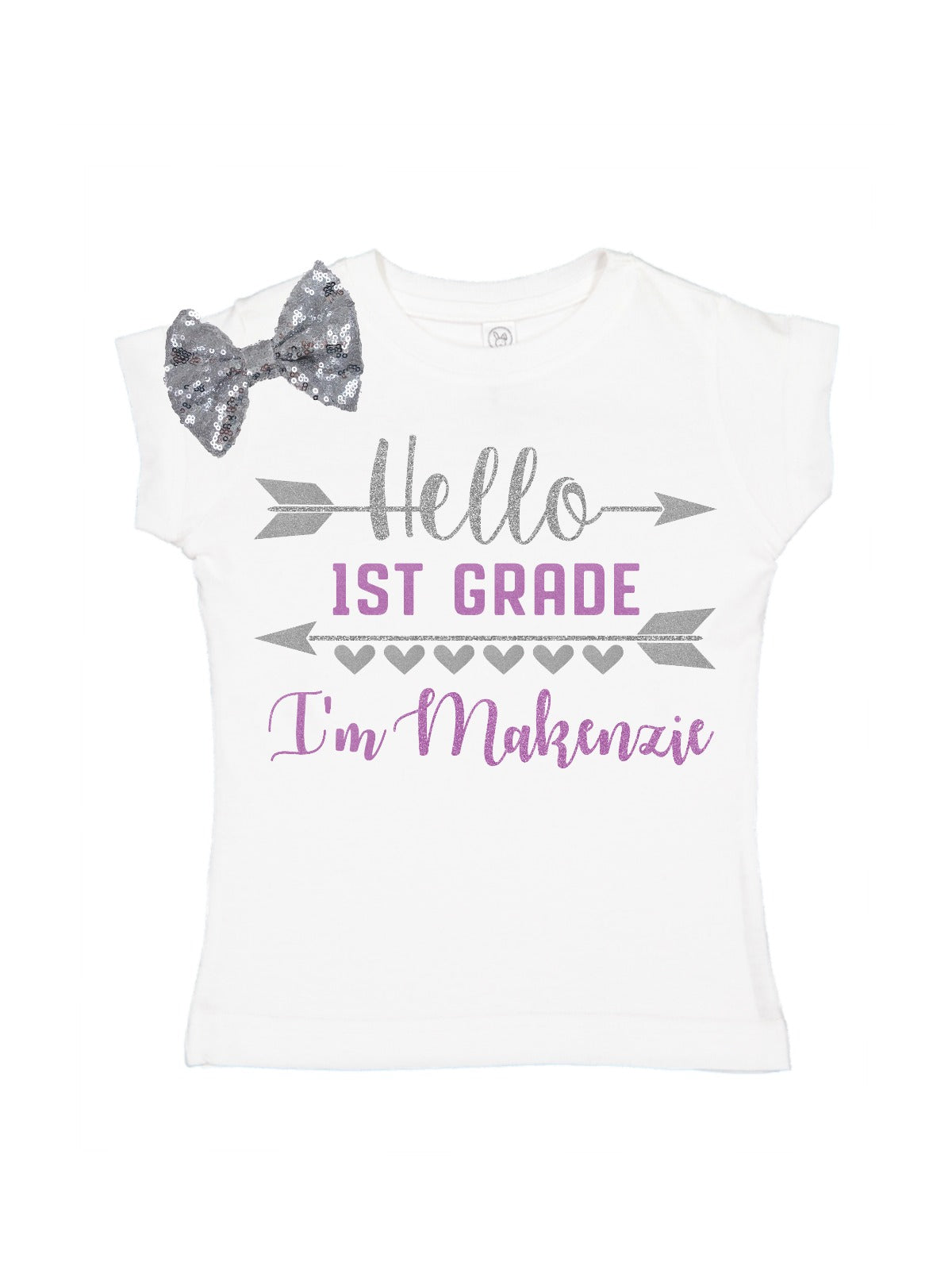 girls personalized hello 1st grade shirt