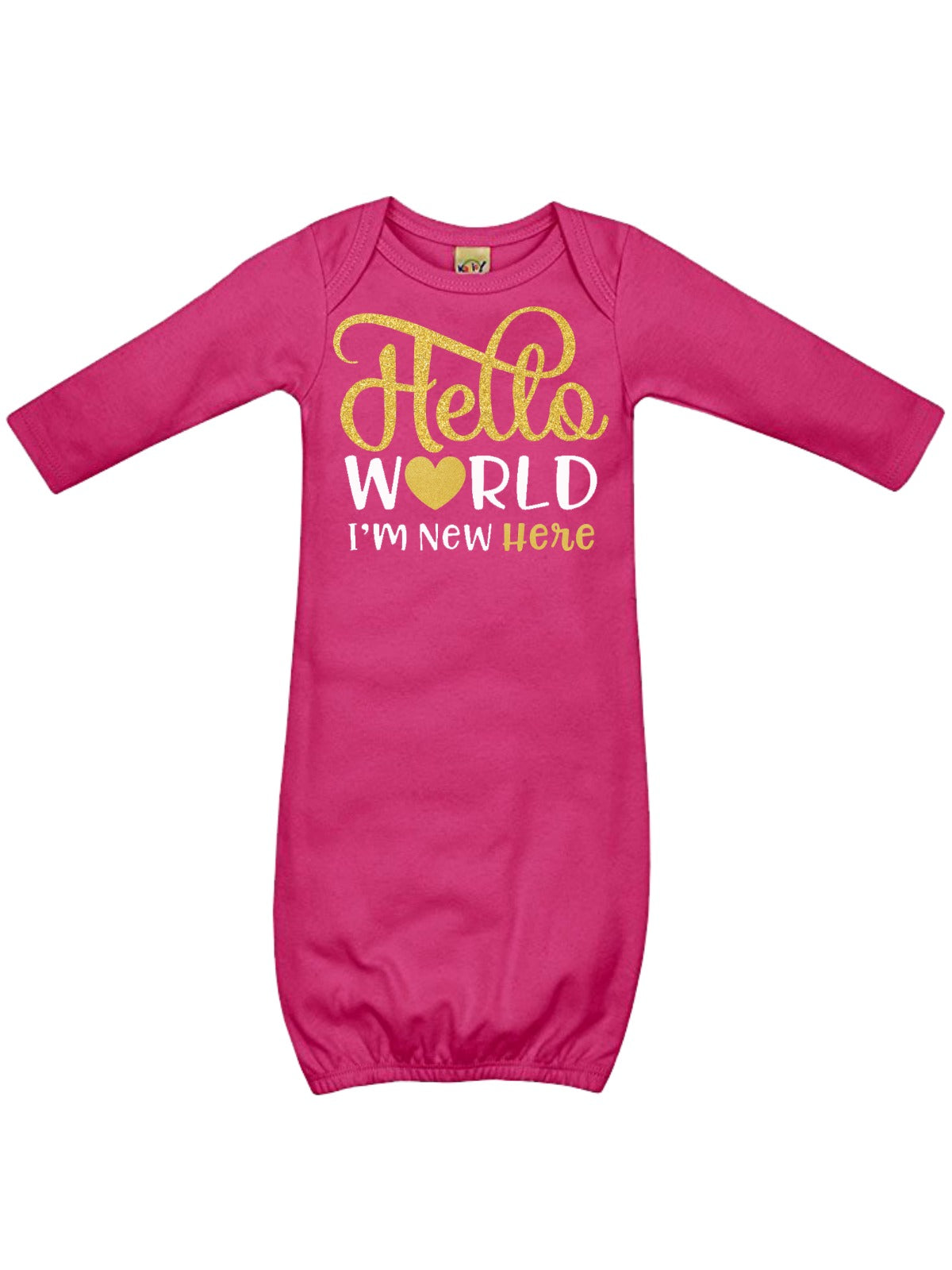 Hello World Personalized Baby Sleep Gown in Pink