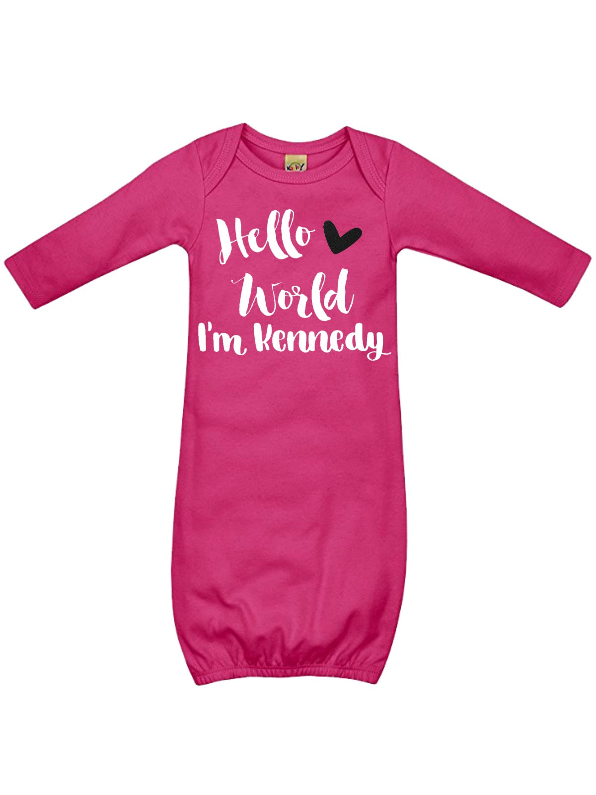 Hello World Personalized Sleep Gown, Pink White and Black