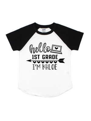 personalized hello first day of school shirt kids