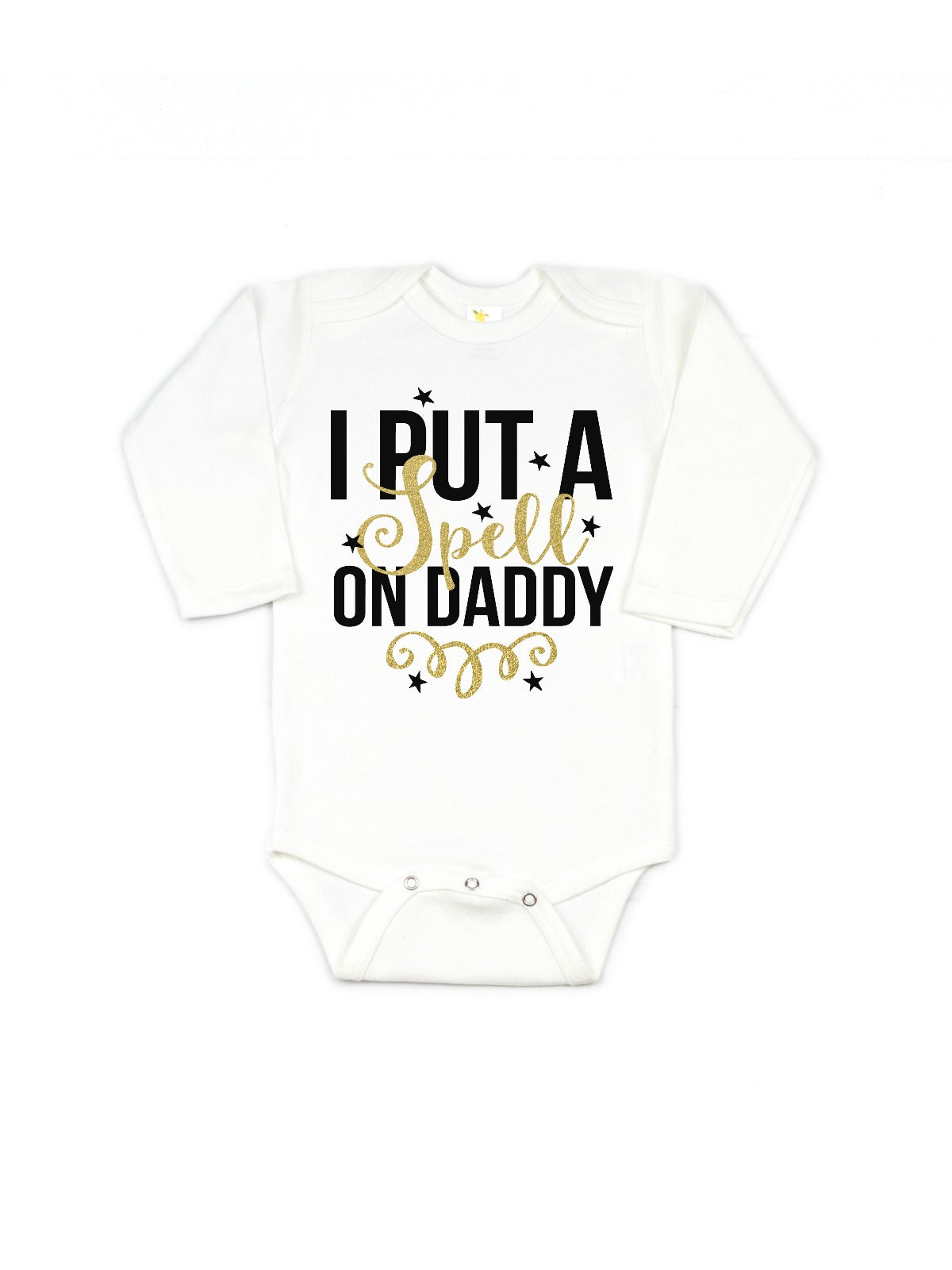 I put a spell on daddy black and glitter gold girl's bodysuit