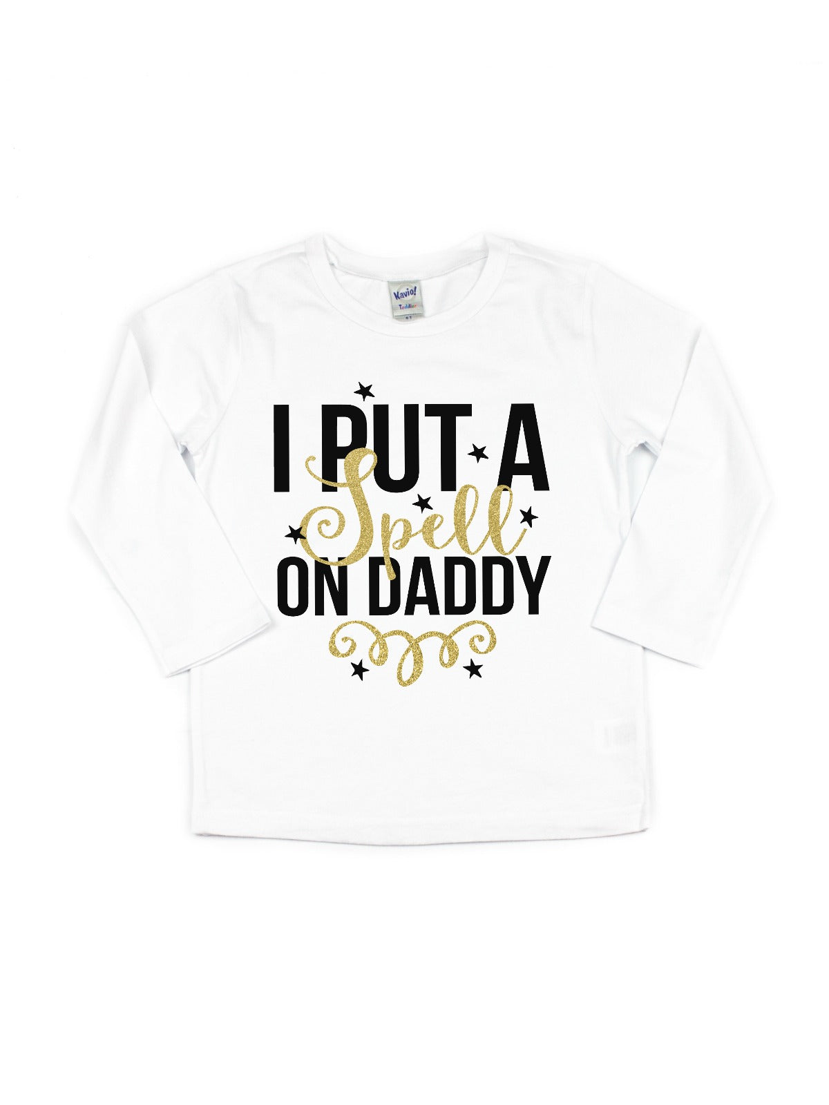 I put a spell on daddy girl's Halloween shirt gold and black