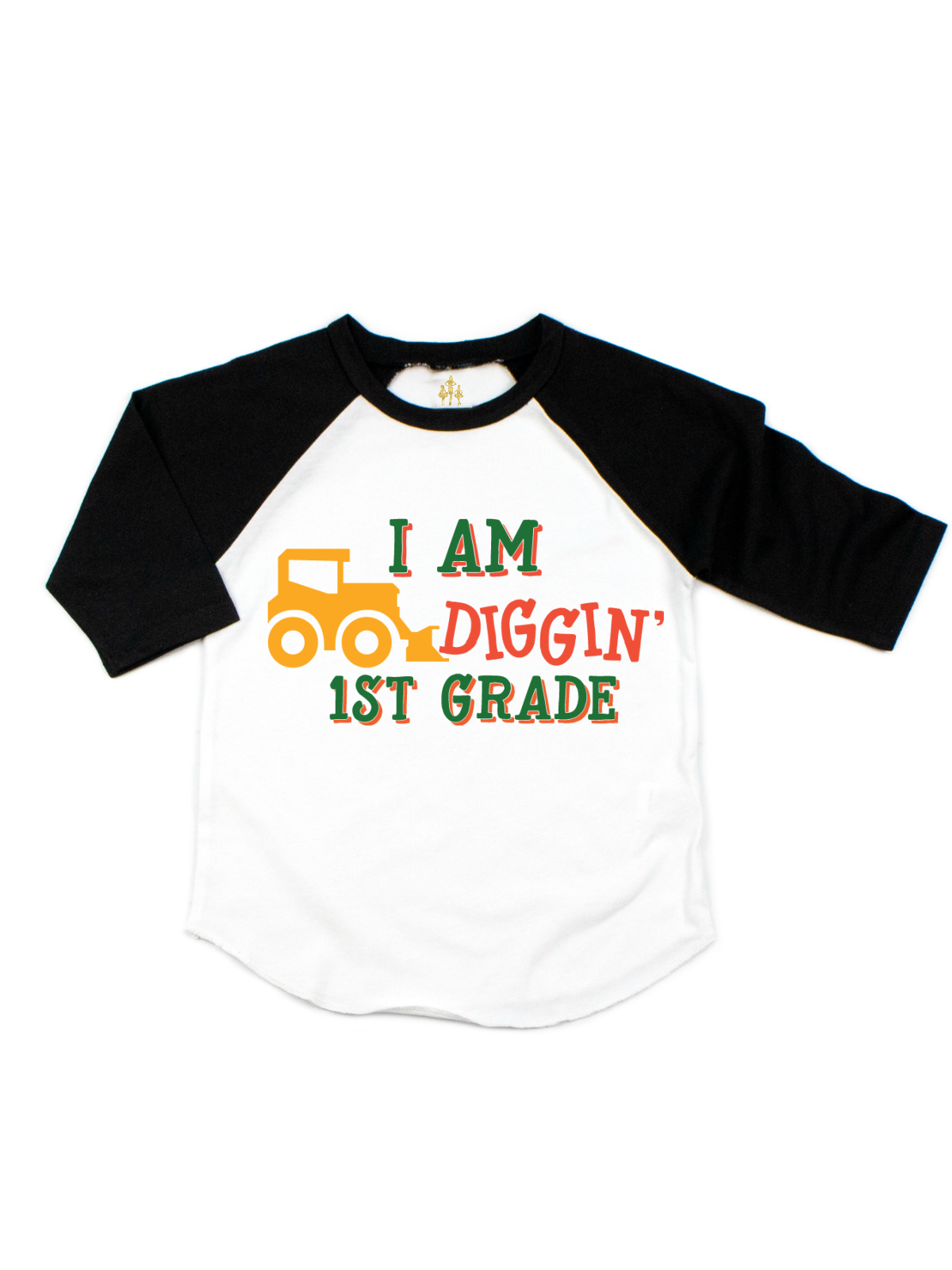 i am diggin first grade kids raglan t-shirt