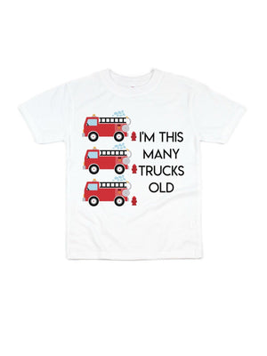 im this many trucks old kids birthday shirt