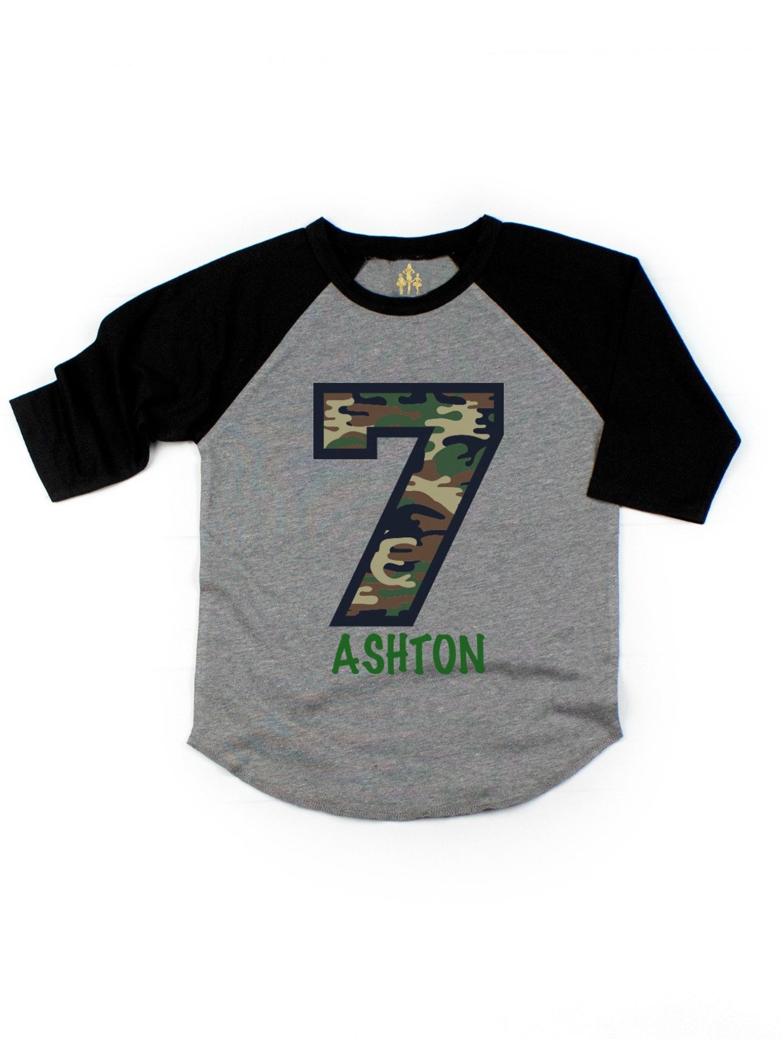 boys camo birthday raglan shirt