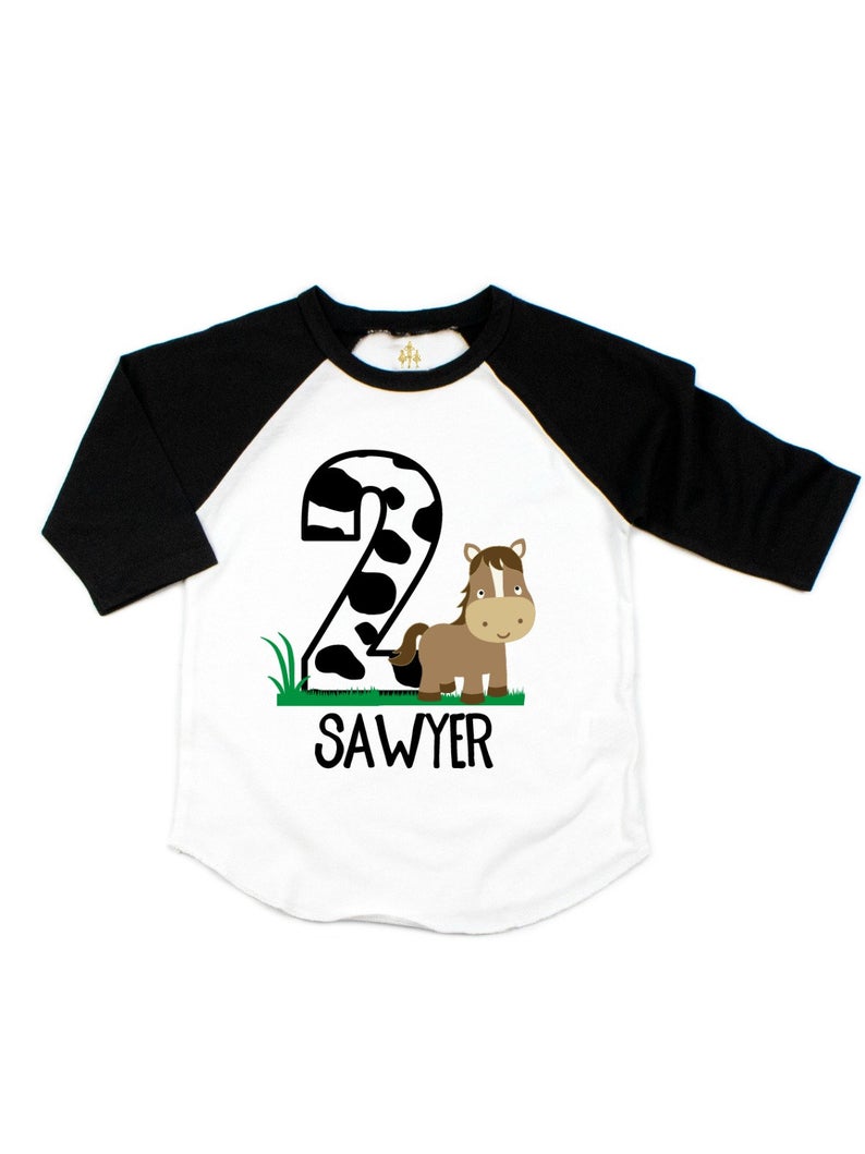 kids cute horse birthday shirt