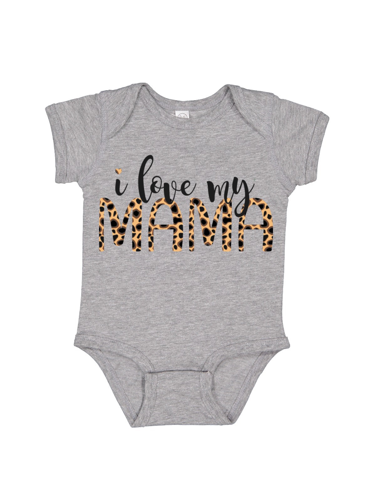 i love my mama leopard print baby bodysuit