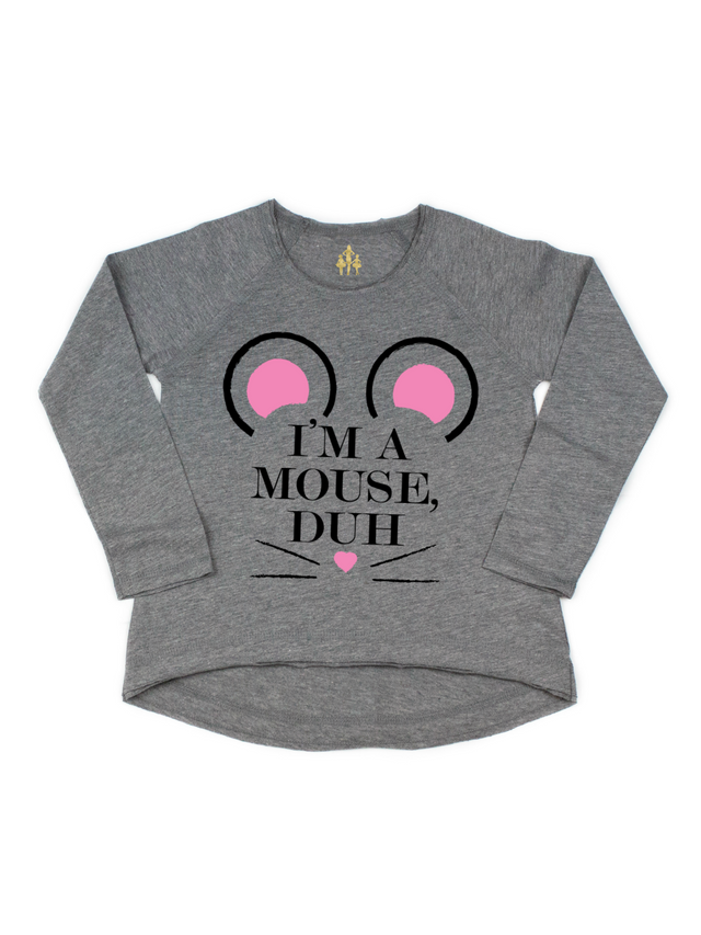 I'm a Mouse Duh Girls Halloween Shirt in Gray