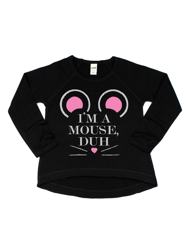 I'm a Mouse Duh Girls Long Sleeve Shirt in Black