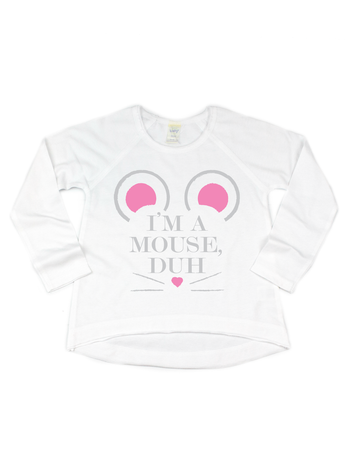 I'm a Mouse, Duh Girls Halloween Long Sleeve Shirts in Black, Gray, and White