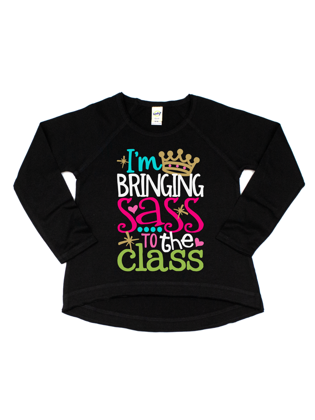 I'm Bringing Sass to the Class Girls Long Sleeve Shirt in Black