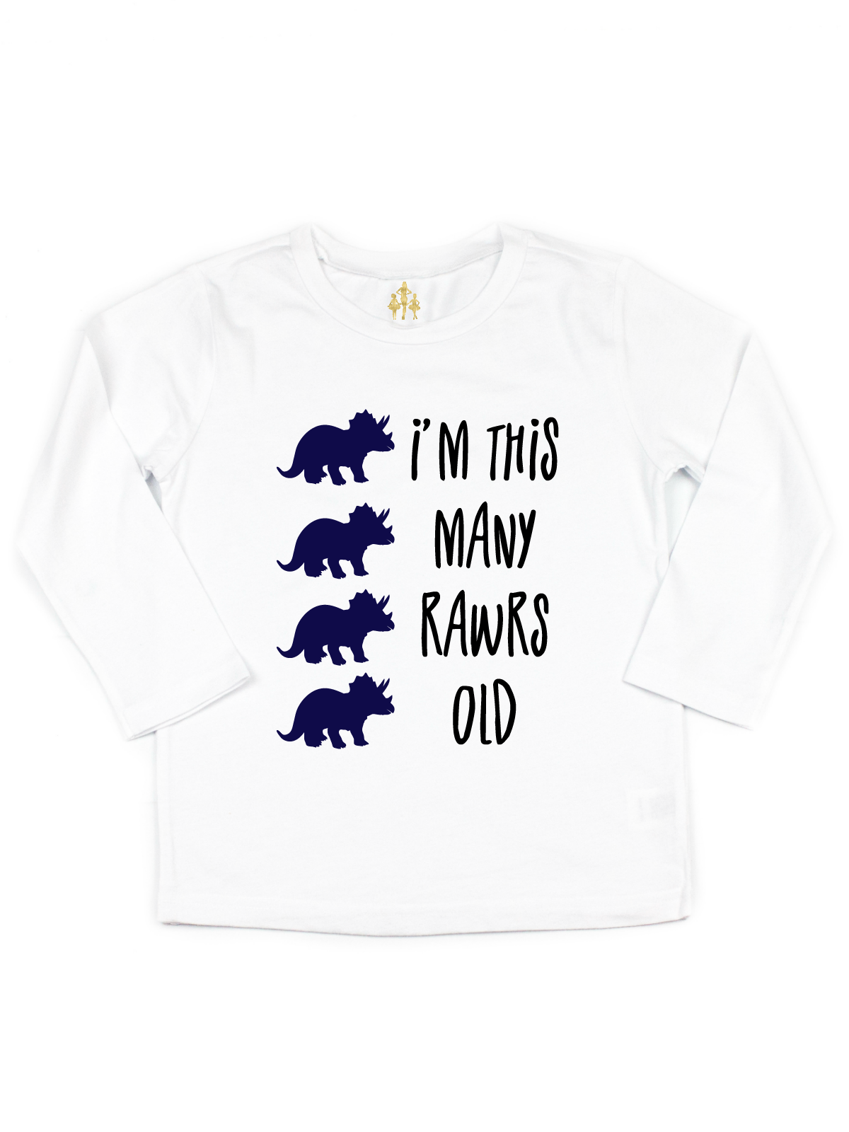 kids blue dinosaur birthday shirt