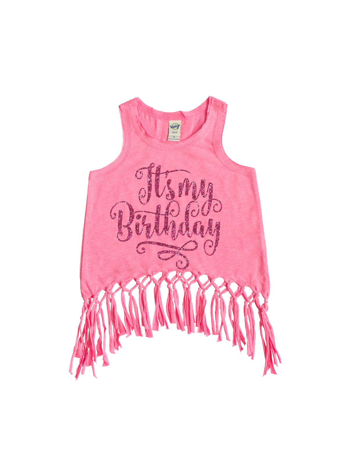 it's my birthday girls glitter fringe tanks