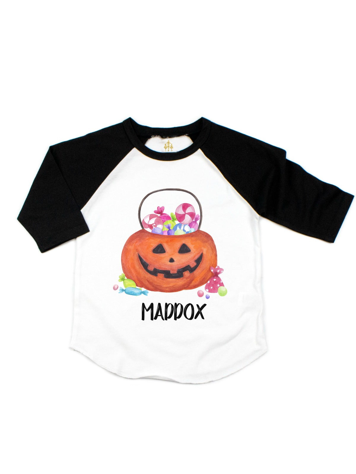 Personalized Jack-o-Lantern Candy Bucket Kids Halloween Shirt