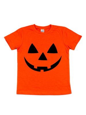orange jack o lantern halloween kids shirt