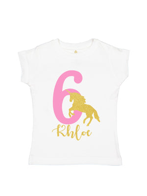 custom girls birthday shirt glitter unicorn