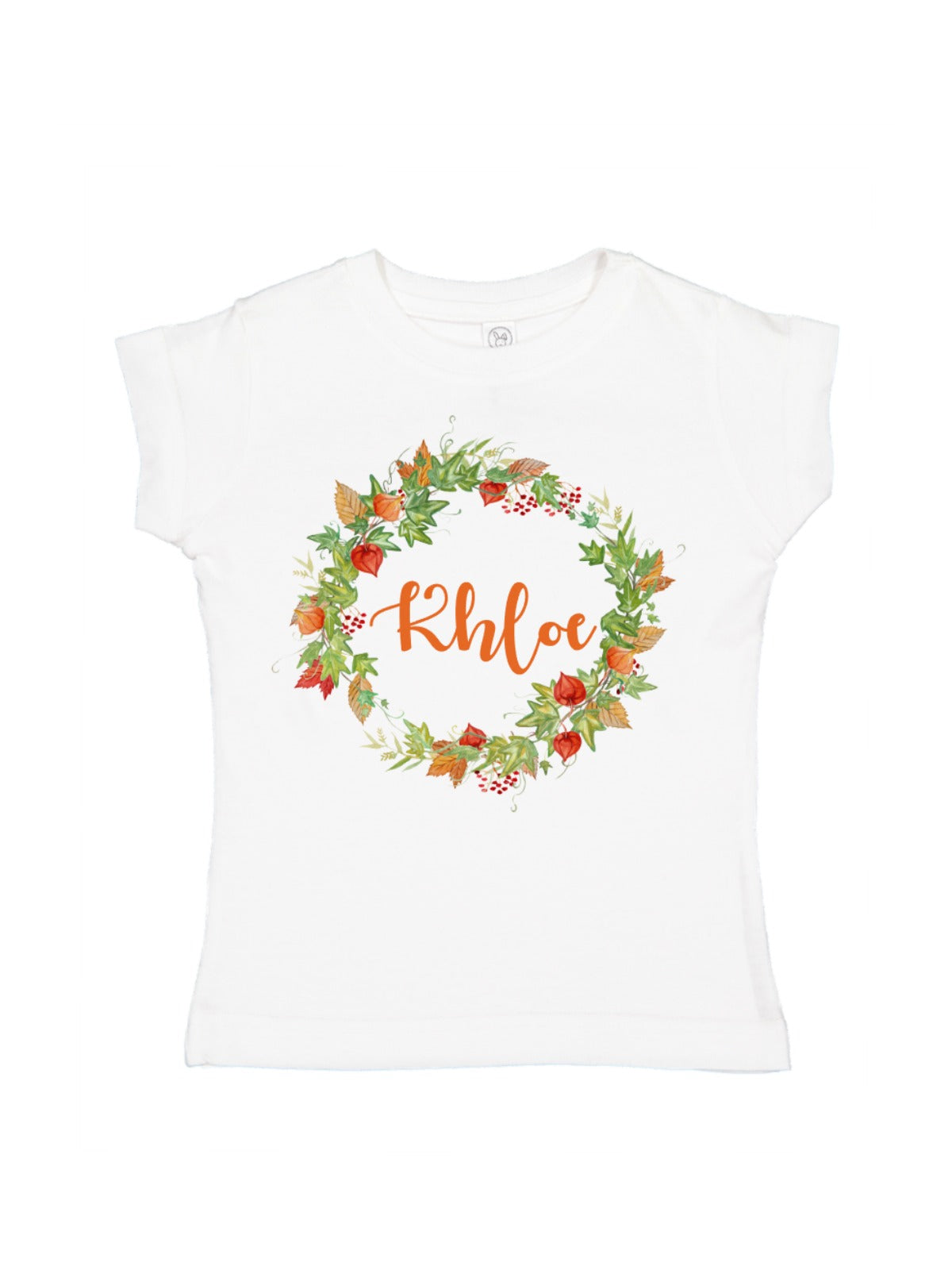 girls personalized fall wreath shirt