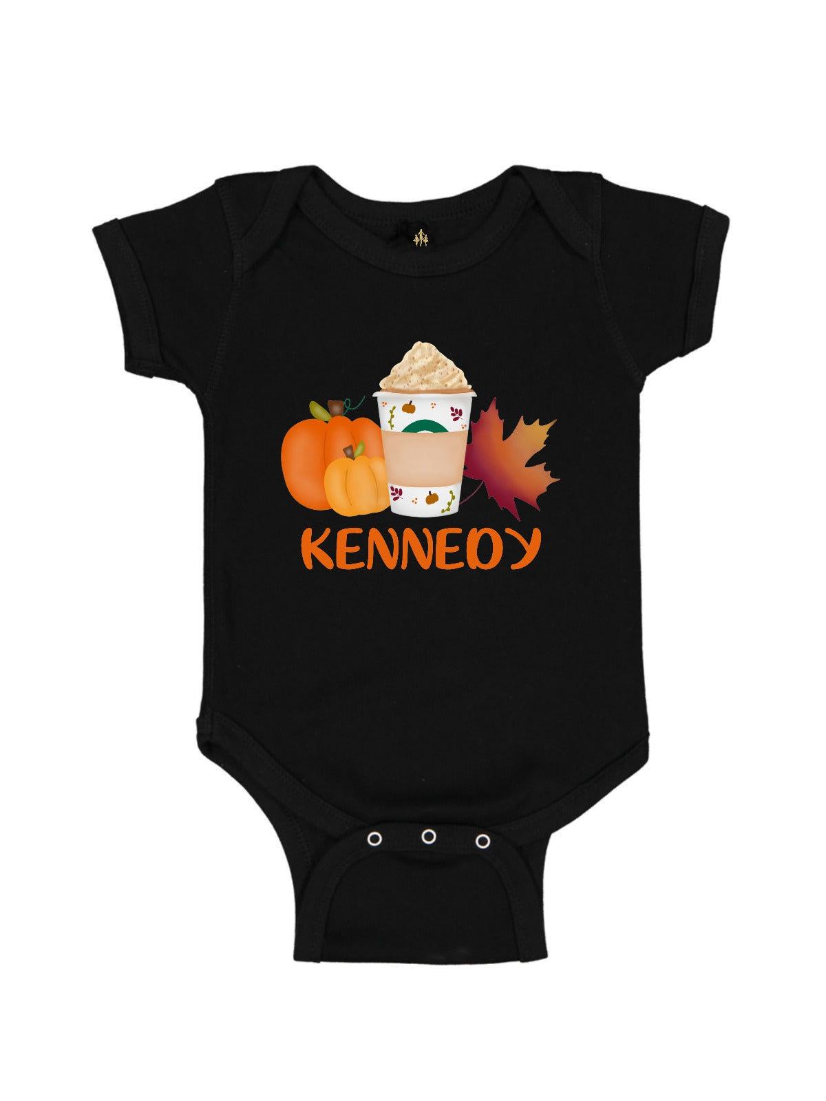 baby fall bodysuit pumpkins lattes leaves